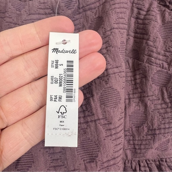 Madewell Floral Quilted Puff-Sleeve Mini Dress in Fig Purple Size Small NWT - Picture 9 of 14